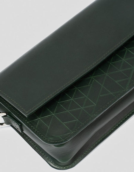 Leather Shoulder Bag - Curie (Orange Vectors)