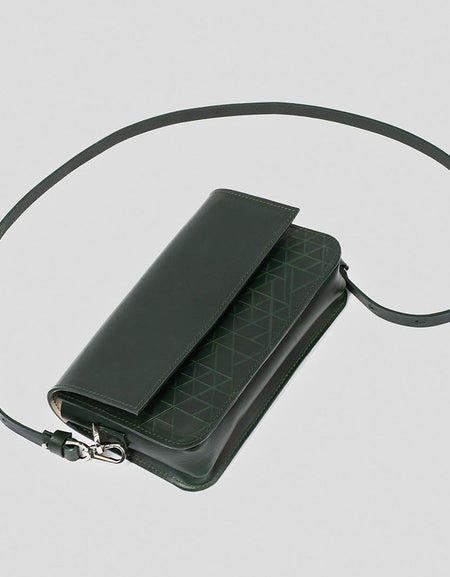 Leather Shoulder Bag - Curie (Orange Vectors)