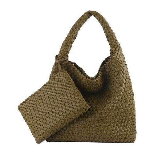 Load image into Gallery viewer, Commuter Hobo Bag Large Woven Purse 2 in 1
