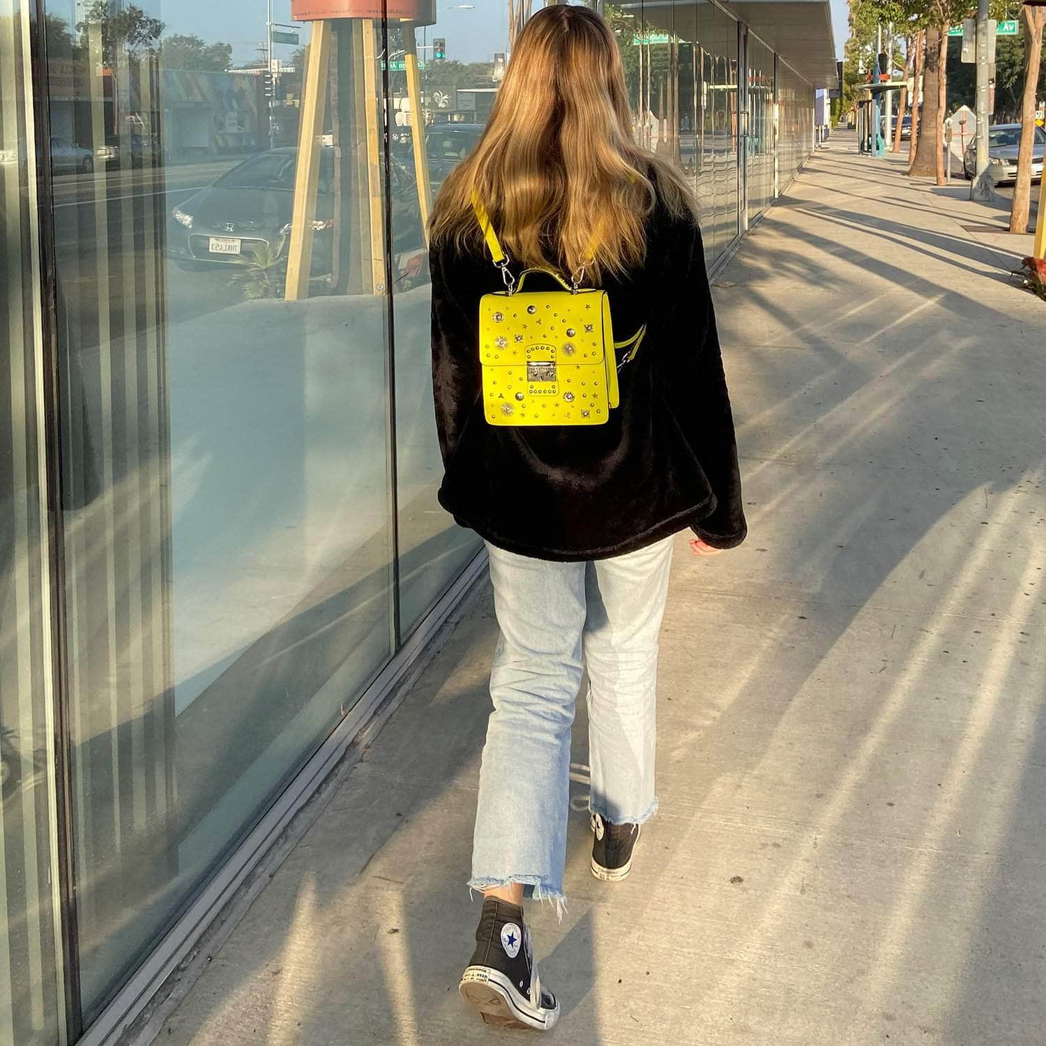 SUSU The Hollywood Backpack Purse Leather Yellow