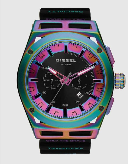 Diesel Timeframe chronograph black silicone watch