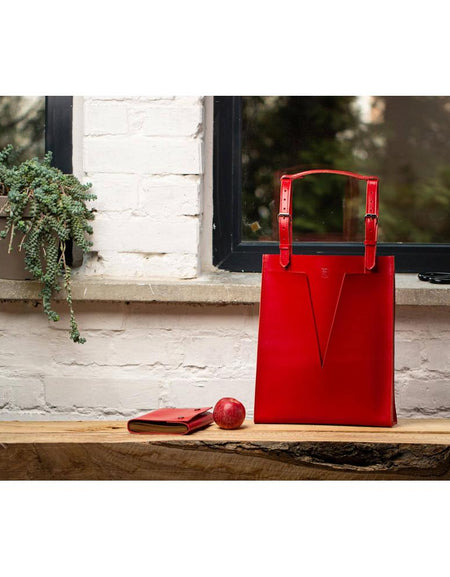 Red Leather Bag Women, Personalized Tote Bag For Women, Genuine