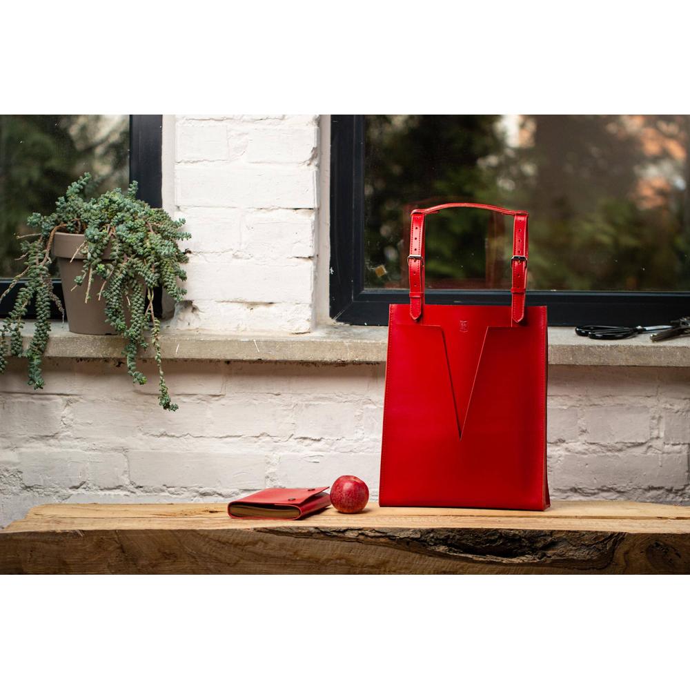 Red Leather Bag Women, Personalized Tote Bag For Women, Genuine