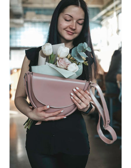 Leather Crossbody Bag for Women, Light Pink Bag, Pink Leather Small