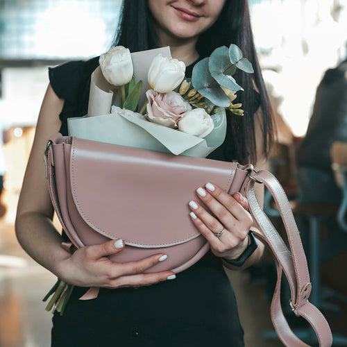 Load image into Gallery viewer, Leather Crossbody Bag for Women, Light Pink Bag, Pink Leather Small
