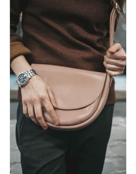 Leather Crossbody Bag for Women, Light Pink Bag, Pink Leather Small