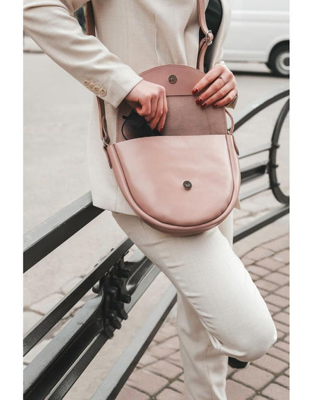 Pink Soft Leather Ladies Bag, Small Leather Pouch, Little Crossbody