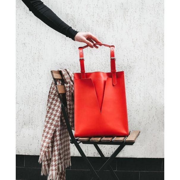 Red Leather Bag Women, Personalized Tote Bag For Women, Genuine