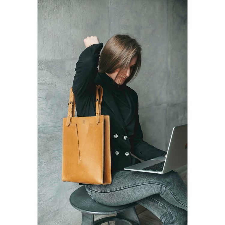 Handmade Leather Laptop Bag, Vintage Shoulder Tote for Women, Gifts