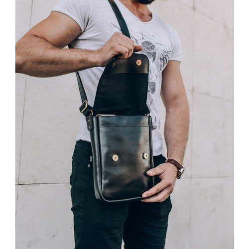 Load image into Gallery viewer, Custom Crossbody Leather Bag Men – Elegant Leather Accessory for Special Occasions
