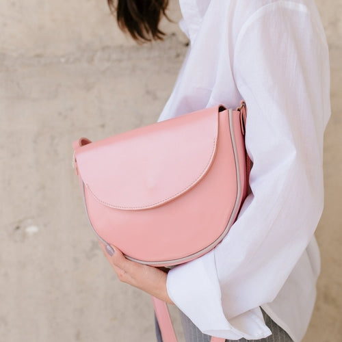 Load image into Gallery viewer, Leather Crossbody Bag for Women, Light Pink Bag, Pink Leather Small
