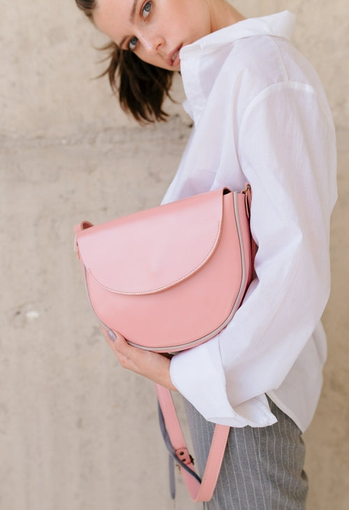 Leather Crossbody Bag for Women, Light Pink Bag, Pink Leather Small