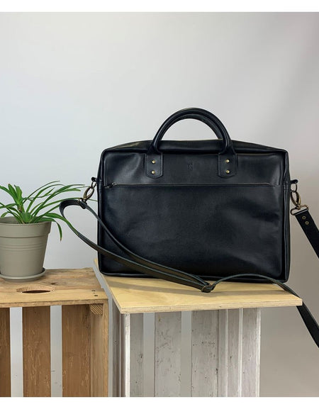 Leather Laptop Documents Bag for Men, Shoulder Zipper Bag, Gifts for