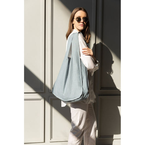 Load image into Gallery viewer, Greyish Mint linen tote bag with inside pocket
