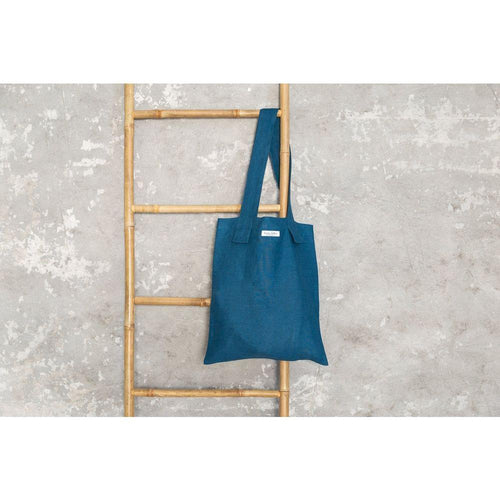 Load image into Gallery viewer, Dark Sea Blue linen large tote bag
