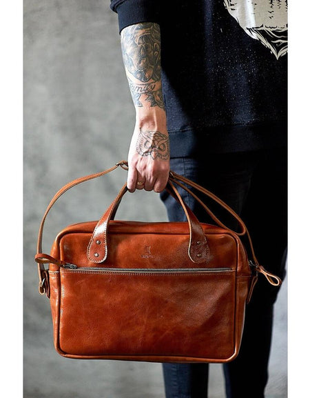Leather Laptop Documents Bag for Men, Shoulder Zipper Bag, Gifts for