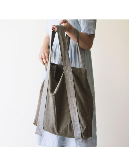 Light Grey and Grey linen canvas bag two tones