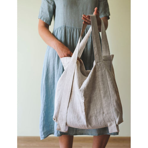 Load image into Gallery viewer, Light Grey and Grey linen canvas bag two tones
