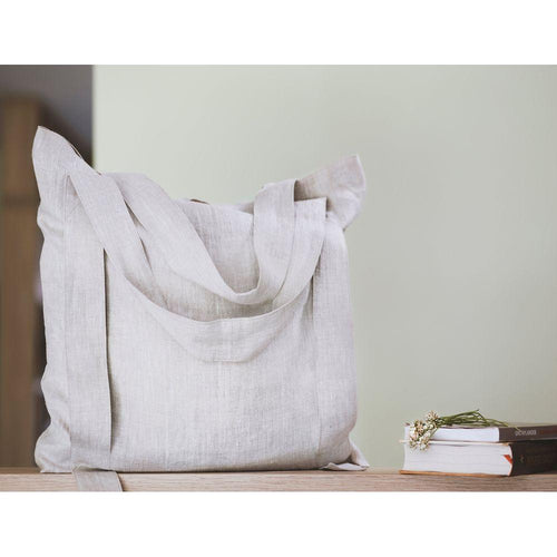 Load image into Gallery viewer, Safari Green and Greyish Mint linen canvas bag with two tones
