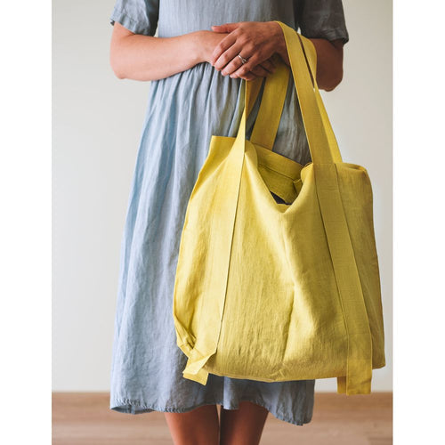 Load image into Gallery viewer, Lemon linen canvas bag
