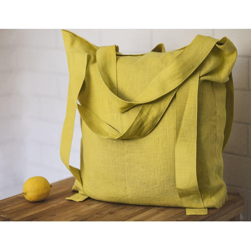Load image into Gallery viewer, Safari Green and Greyish Mint linen canvas bag with two tones
