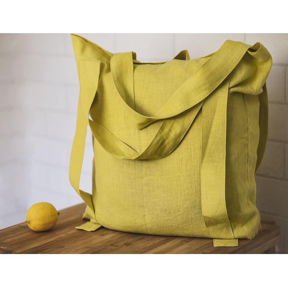 Safari Green and Greyish Mint linen canvas bag with two tones