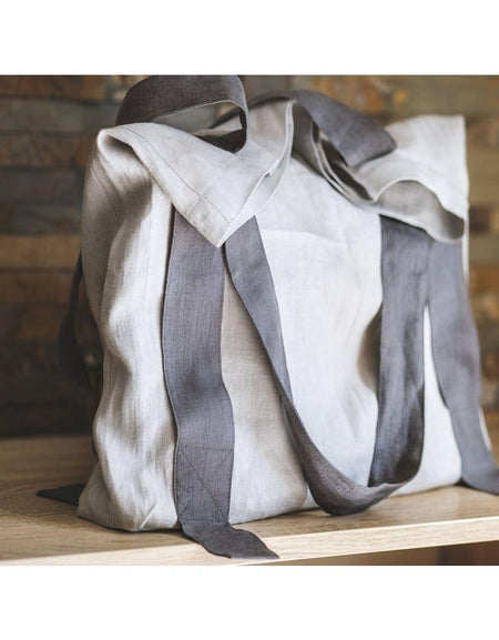 Safari Green and Greyish Mint linen canvas bag with two tones