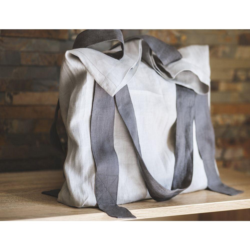 Safari Green and Greyish Mint linen canvas bag with two tones