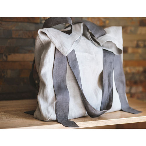 Load image into Gallery viewer, Light Grey and Grey linen canvas bag two tones
