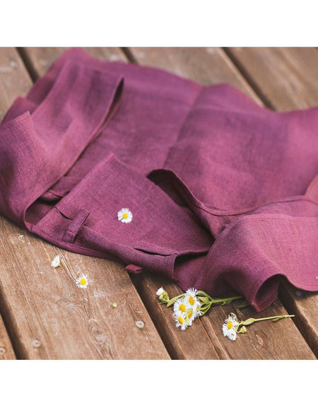 Dark Plum linen tote bag with inside pocket