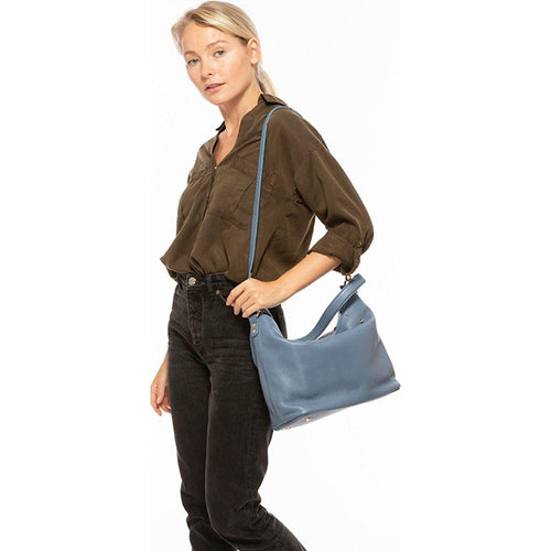 Load image into Gallery viewer, Lauren Faded Denim Leather Hobo Bag - A Touch of Elegance
