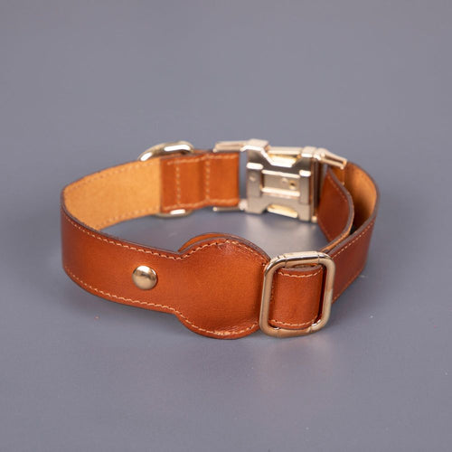 Load image into Gallery viewer, Charlotte Handcrafted Calfskin Leather Dog Collar - Compatible with AirTag-4

