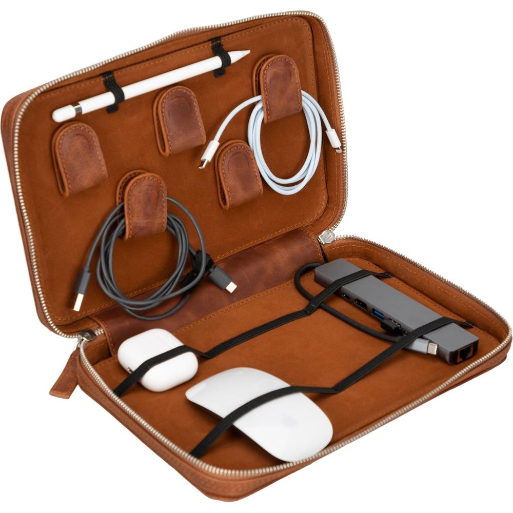 Medicine Handmade Leather Cable Travel Organizer-7