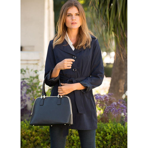 Load image into Gallery viewer, Melissa Saffiano Leather Satchel Bag - Timeless Elegance in Black
