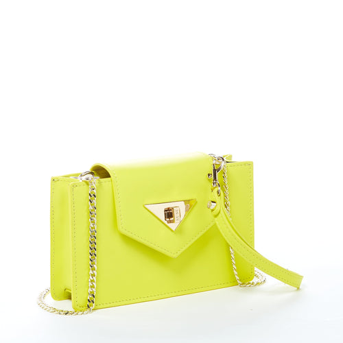 Load image into Gallery viewer, Mary Bright Yellow Small Crossbody Leather Wristlet
