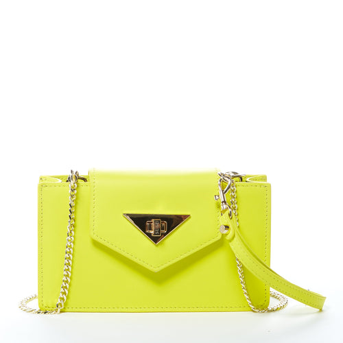 Load image into Gallery viewer, Mary Bright Yellow Small Crossbody Leather Wristlet
