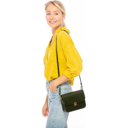 Load image into Gallery viewer, Nanah Dark Green Leather Crossbody Bag: The Epitome of Elegance
