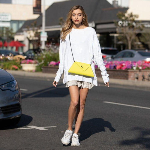 Load image into Gallery viewer, Angelica Electric Yellow Leather Clutch Purse
