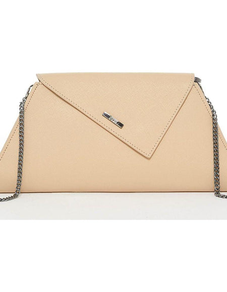 Angelica Nude Leather Clutch Purse