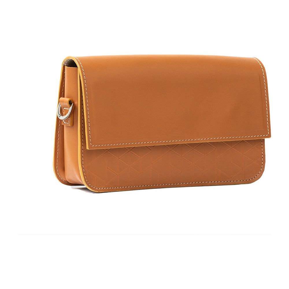 Leather Shoulder Bag - Curie (Orange Vectors)