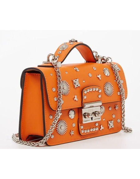 SUSU The Hollywood Studded Leather Crossbody Bag Orange