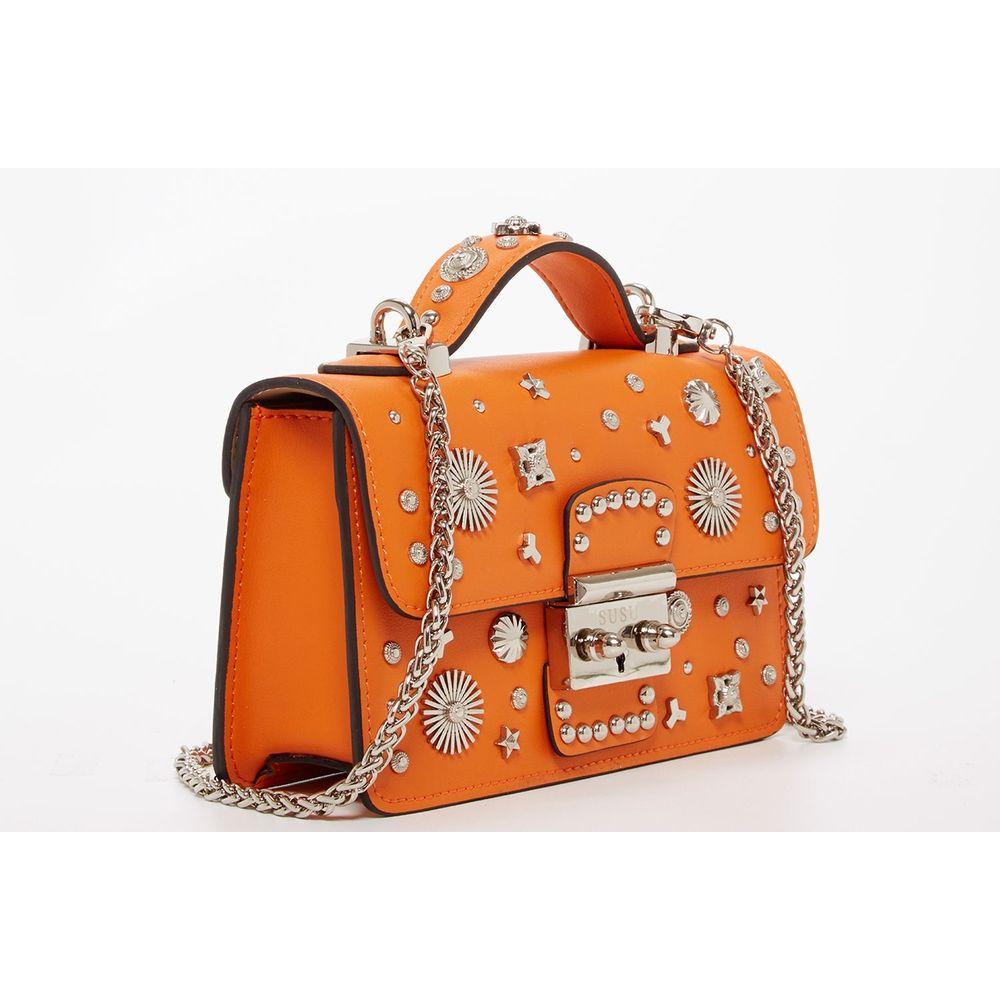 SUSU The Hollywood Studded Leather Crossbody Bag Orange