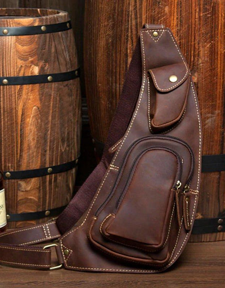 Perfect Leather Chest Pack Men's Leather Sling Bag Chest Bag