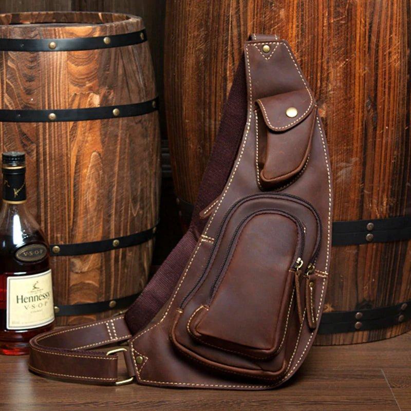Perfect Leather Chest Pack Men's Leather Sling Bag Chest Bag
