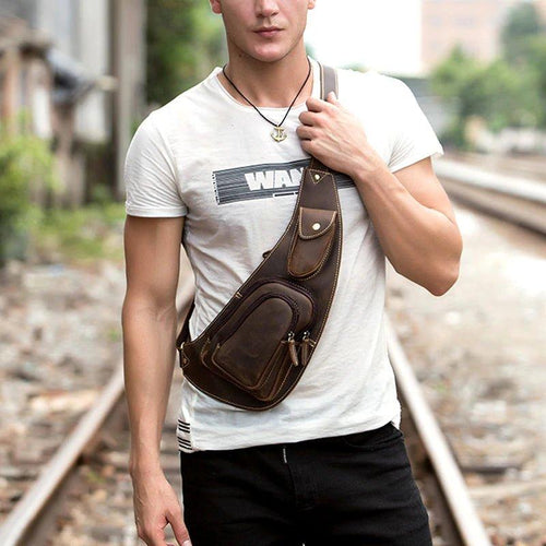 Load image into Gallery viewer, Perfect Leather Chest Pack Men's Leather Sling Bag Chest Bag
