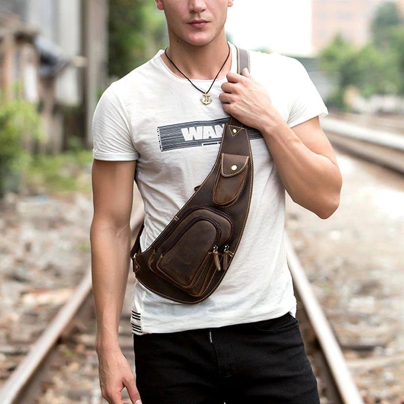 Perfect Leather Chest Pack Men's Leather Sling Bag Chest Bag