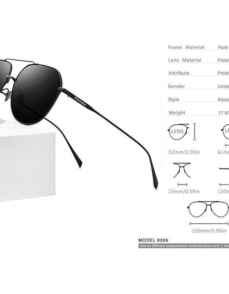 Pure Titanium Polarized Sunglasses Men Brand Design Square Sun Glasses