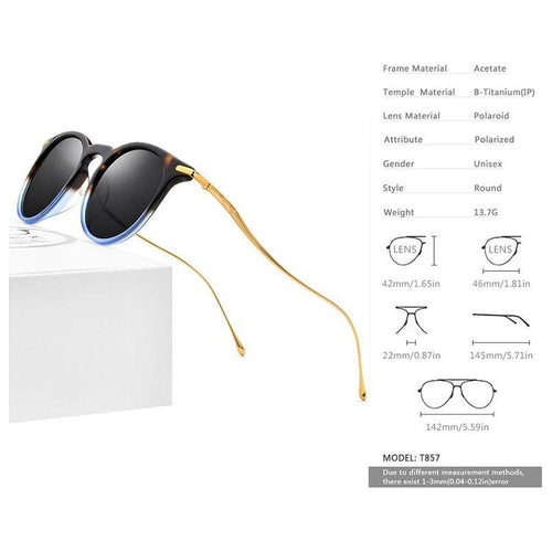 Load image into Gallery viewer, Acetate Titanium Sunglasses Men Vintage Round Polarized Sun Glasses
