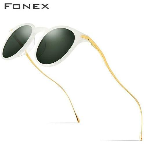 Load image into Gallery viewer, Acetate Titanium Sunglasses Men Vintage Round Polarized Sun Glasses
