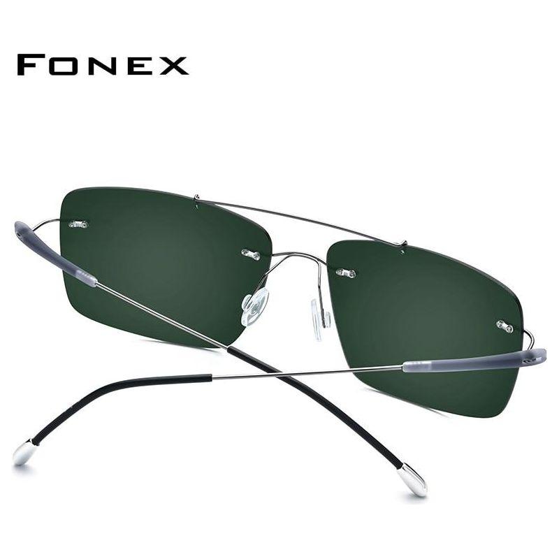 Titanium Alloy TR90 Rimless Sunglasses Men New Ultralight Screwless